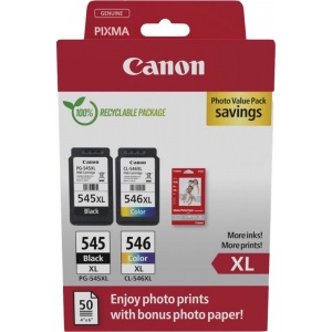 Canon PG-545XL + CL-546XL Orig Black + color + 50 fogli 10x15 8714574679983