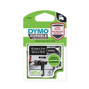 DYMO 1978365 D1 - ORIGINAL Nastro Nero su bianco Durable Etichette 12mm x 3mt - 3501179783659